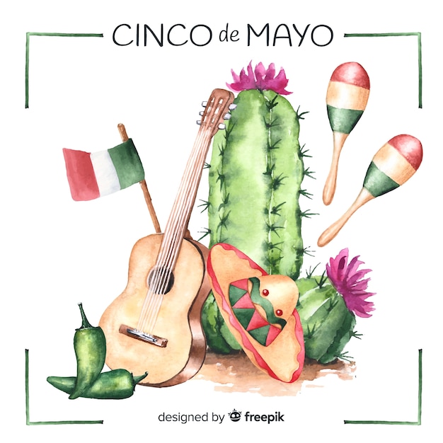 Watercolor cinco de mayo background