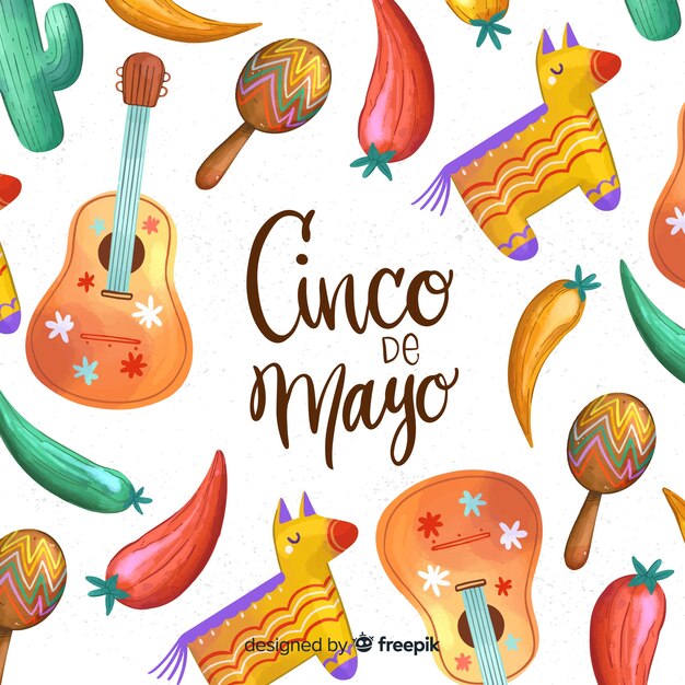 Watercolor cinco de mayo background