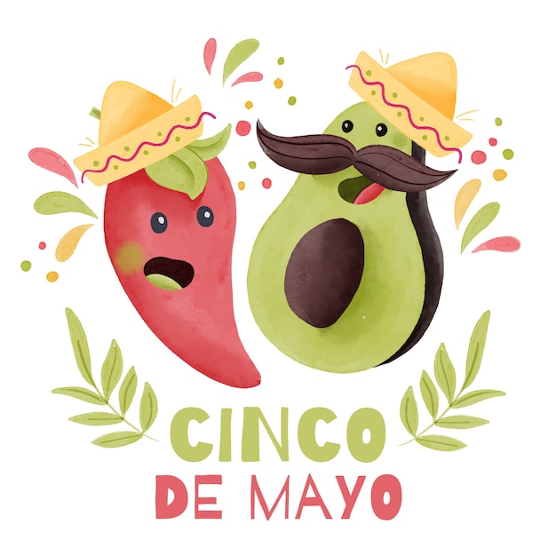 Watercolor cinco de mayo background