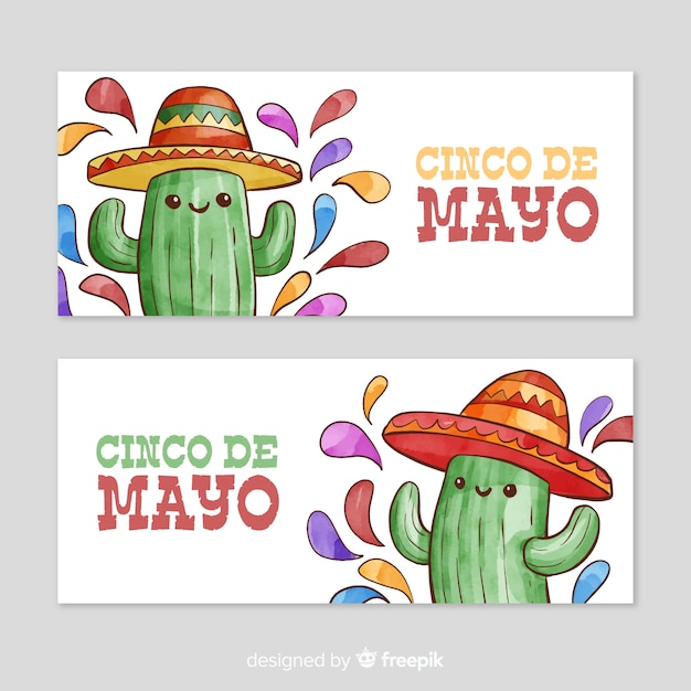 Watercolor cinco de mayo banners