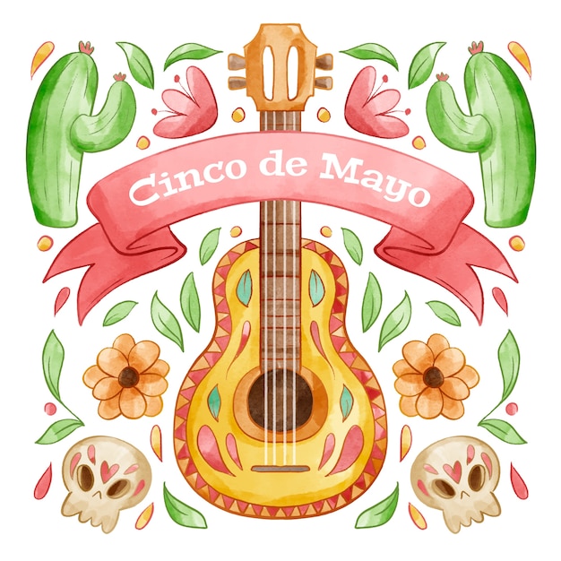 Vettore gratuito illustrazione dell'acquerello cinco de mayo