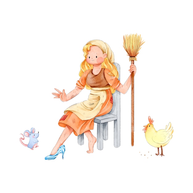 Free vector watercolor cinderella illustration