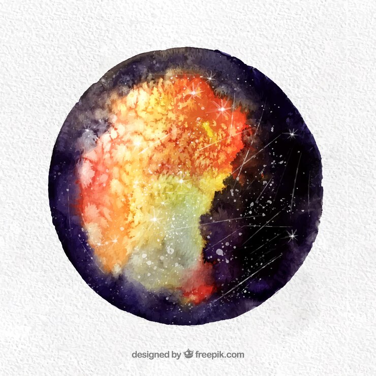 Free Vector watercolor circle background with stars