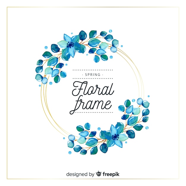 Free vector watercolor circle spring floral frame