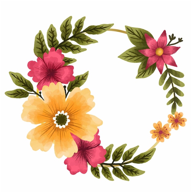 Free vector watercolor circular floral frame