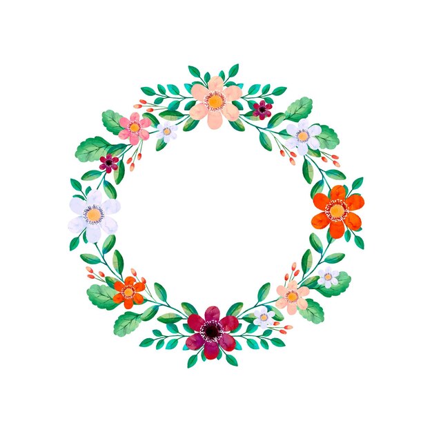 Watercolor circular flowers frame