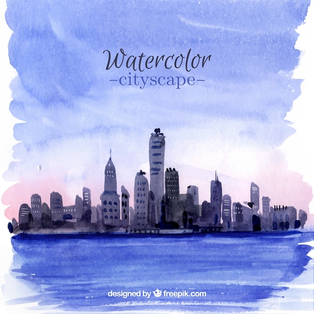 Free vector watercolor cityscape