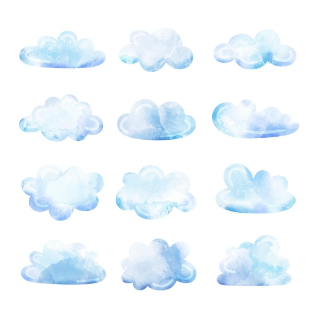 Watercolor clouds collection