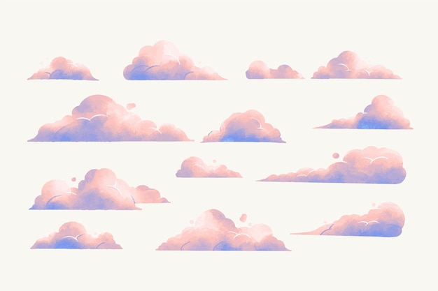 Watercolor clouds collection