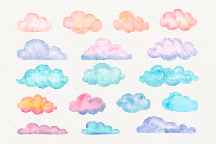 Free Vector watercolor clouds collection