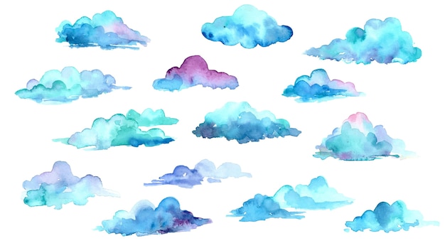 Watercolor clouds collection