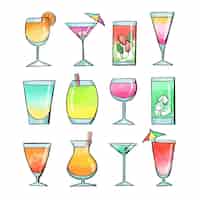 Free vector watercolor cocktail collection concept