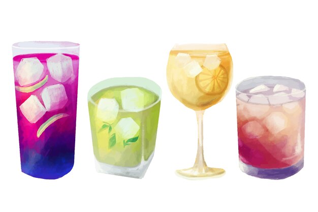 Watercolor cocktail collection