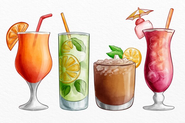 Watercolor cocktail collection