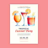 Free vector watercolor cocktail flyer