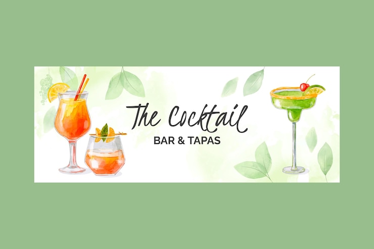 Free Vector watercolor cocktails social media cover template