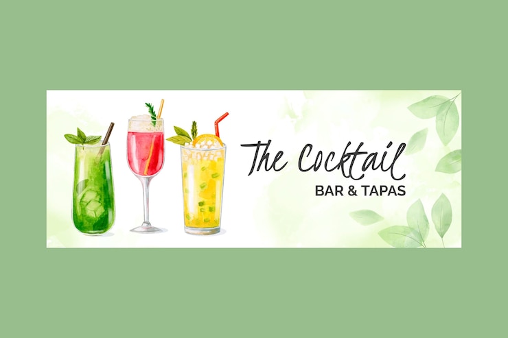 Free Vector watercolor cocktails social media cover template