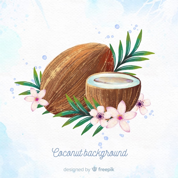 Watercolor coconut illustration