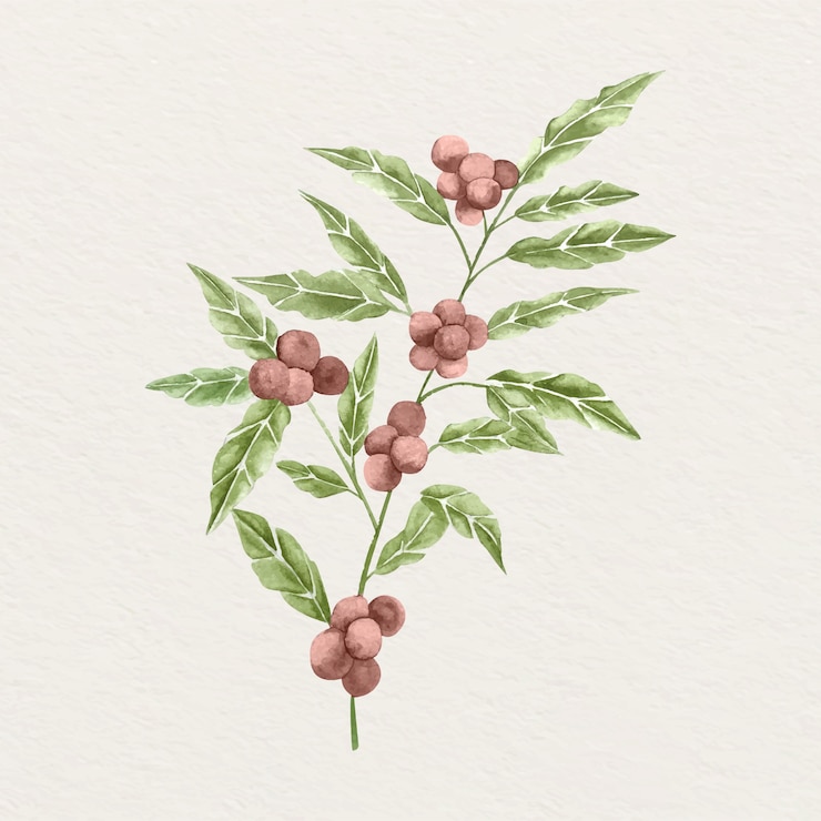 Free Vector watercolor coffee plant illustration