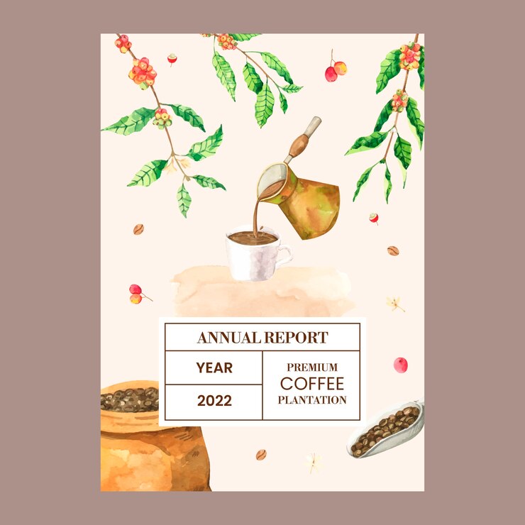 Free Vector watercolor coffee plantation annual report