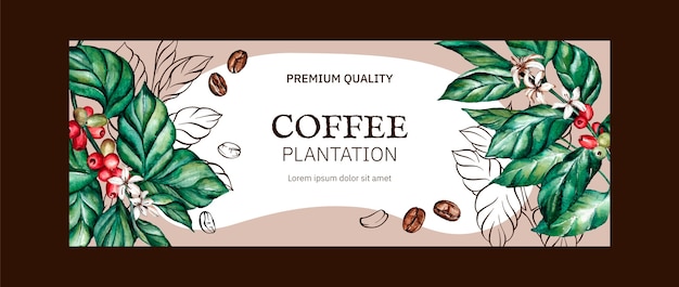 Watercolor coffee plantation facebook cover