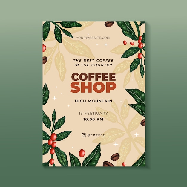 Бесплатное векторное изображение Акварельный плакат кофейной плантации