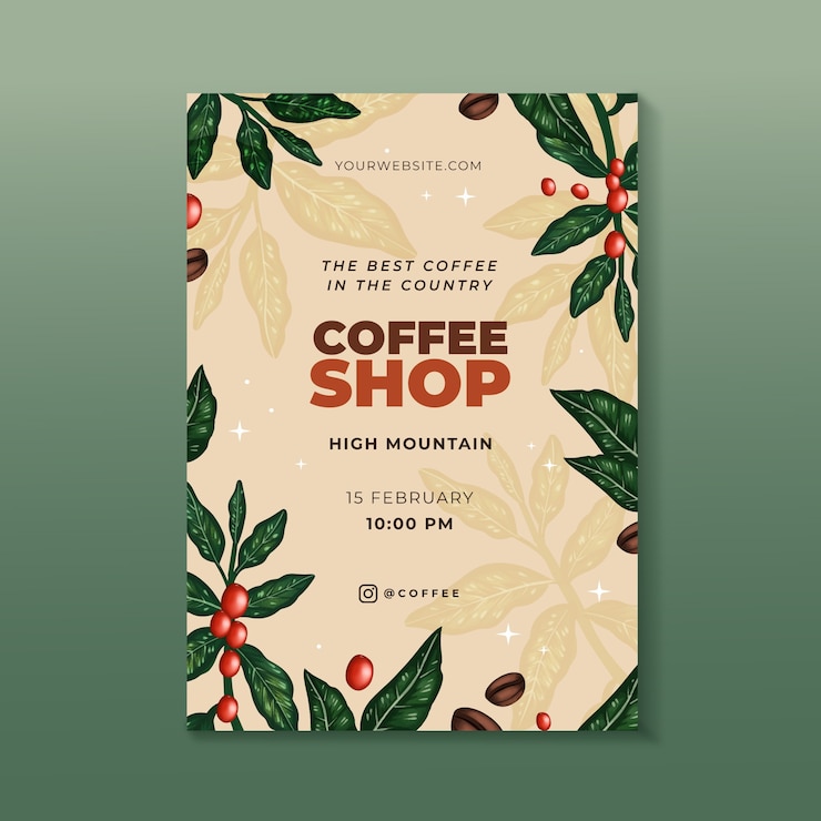 Free Vector watercolor coffee plantation poster