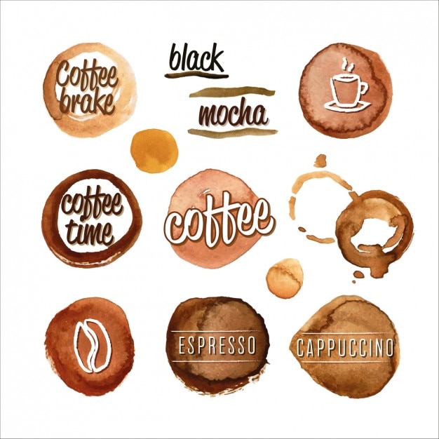 Free vector watercolor coffee stains collection