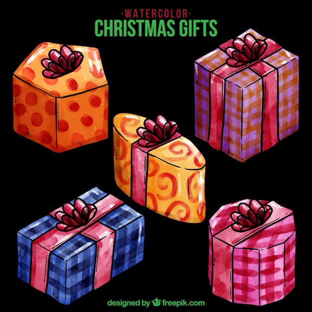 Free vector watercolor collection of christmas gifts