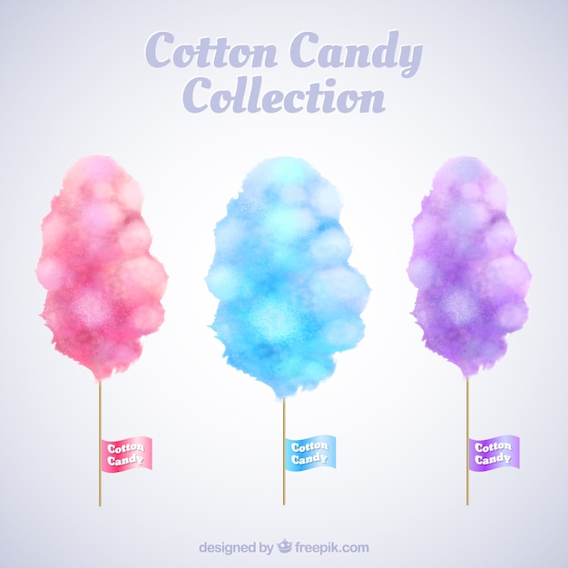 Free vector watercolor collection of cotton cnady