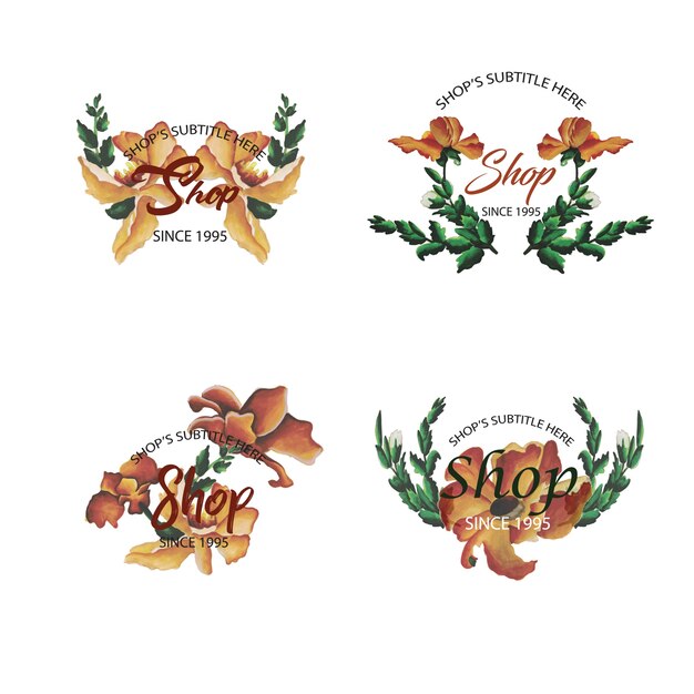 Акварельная цветовая цветочная коллекция логотипов
