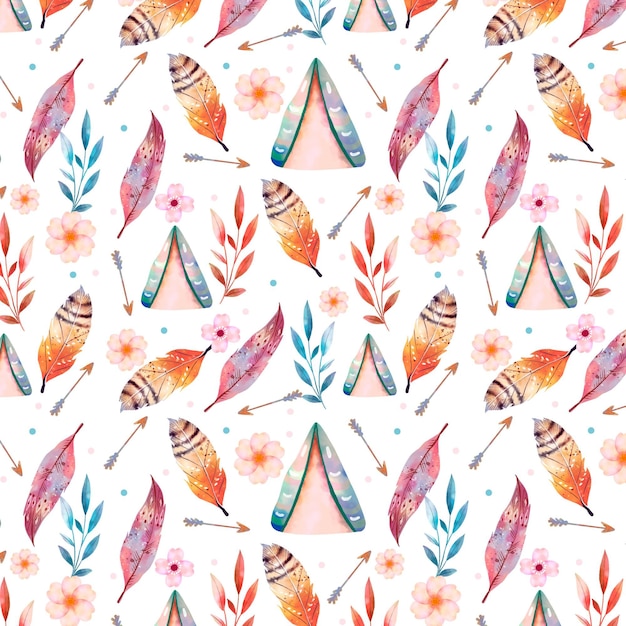 Free vector watercolor colorful boho pattern