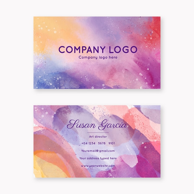 Free vector watercolor colorful business card