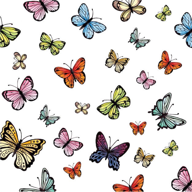 水彩カラフルな蝶のコレクション