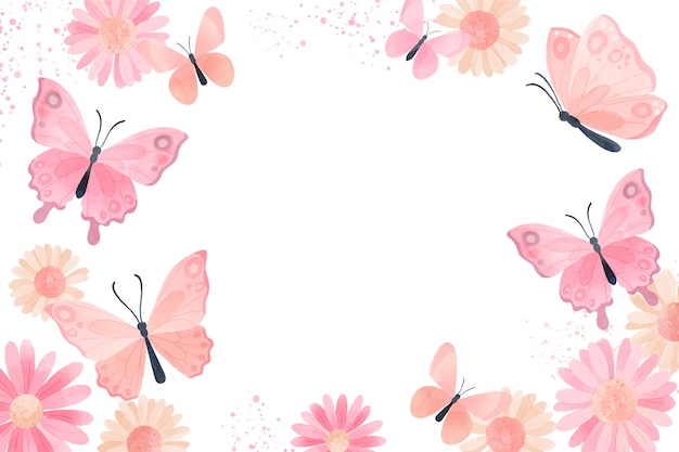 Free vector watercolor colorful butterfly background