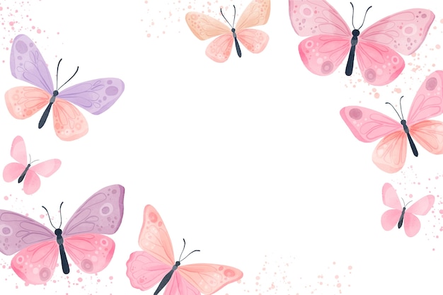 Watercolor colorful butterfly background