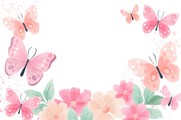 Watercolor colorful butterfly background