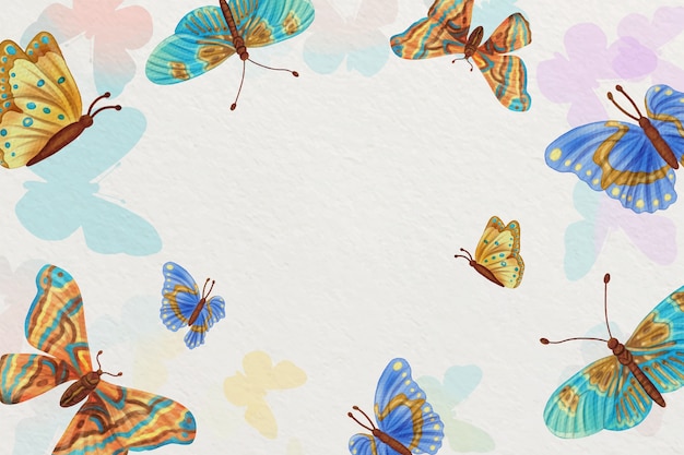 Free Vector watercolor colorful butterfly background