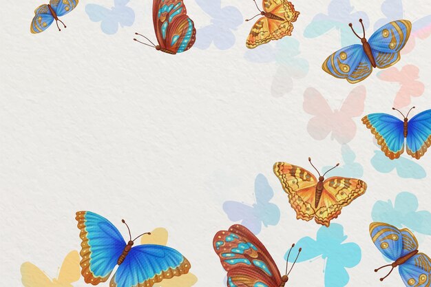 Free Vector watercolor colorful butterfly background