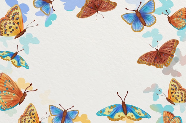 Free Vector watercolor colorful butterfly background