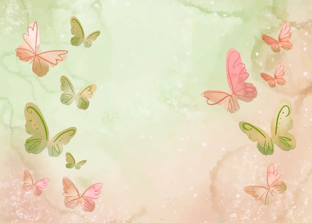 Watercolor colorful butterfly background