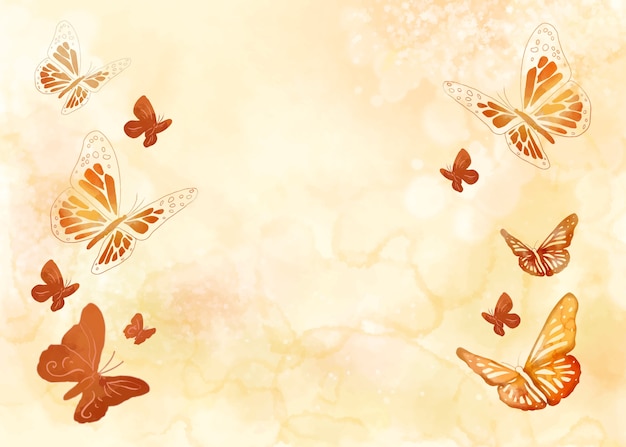 Free vector watercolor colorful butterfly background