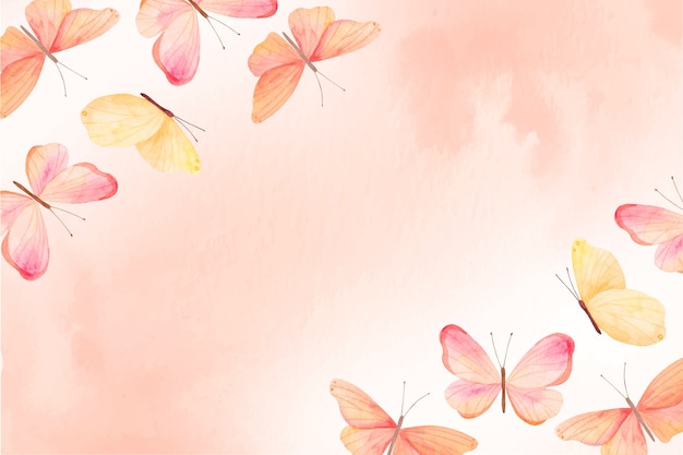 Free vector watercolor colorful butterfly background