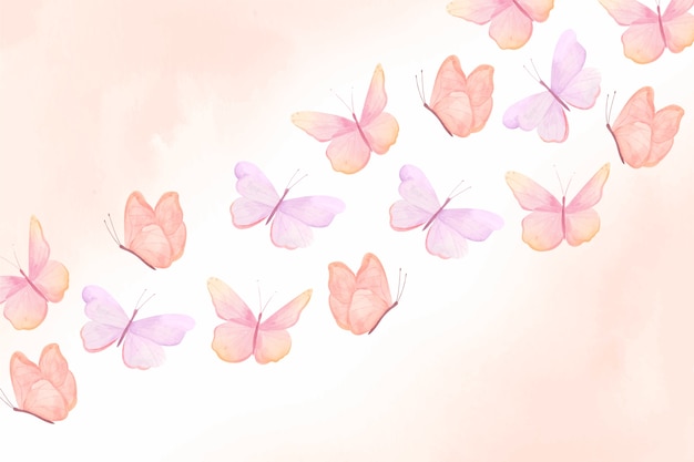 Free Vector watercolor colorful butterfly background