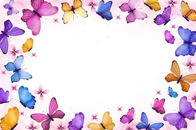 Free vector watercolor colorful butterfly background