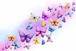 Free vector watercolor colorful butterfly background