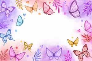 Free vector watercolor colorful butterfly background