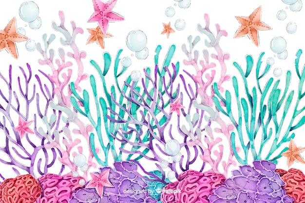 Watercolor colorful coral background