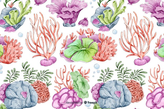 Watercolor colorful coral background