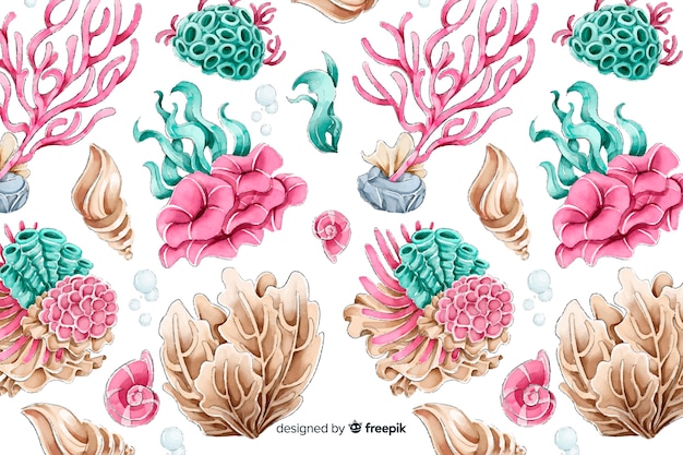 Watercolor colorful coral background